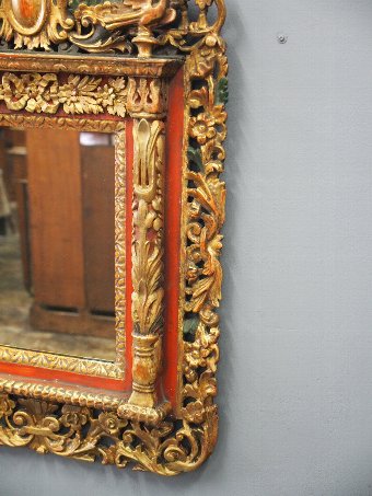 Antique European Painted and Gilded Wall Mirror