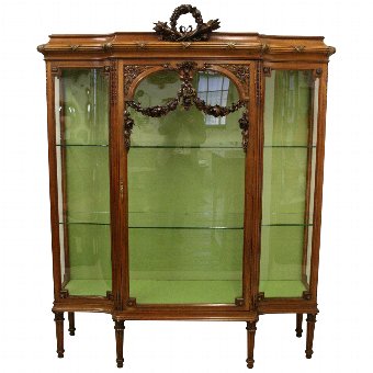 French Carved Walnut Display Cabinet