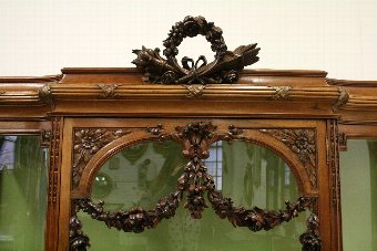 Antique French Carved Walnut Display Cabinet