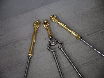 Antique Set of 3 George III Fireside Tools