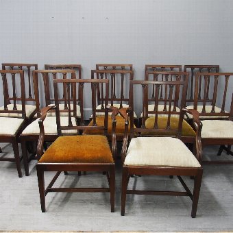 Antique Set of 12 Scottish George III Mahogany Dining Chairs