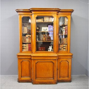 Victorian 3 Door Oak Breakfront Bookcase