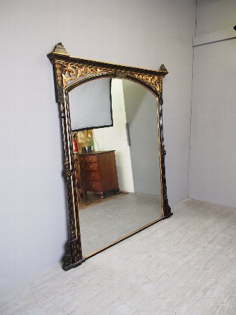 Antique Aesthetic Movement Style Ebonized Overmantel Mirror