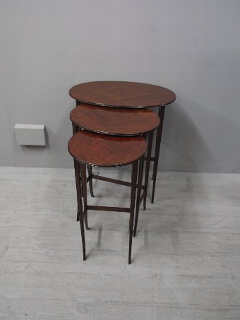 Antique Nest of 3 Mahogany Occasional Tables
