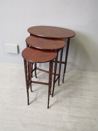 Antique Nest of 3 Mahogany Occasional Tables
