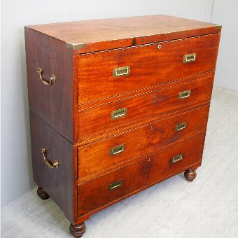 Victorian Teak Secretaire Military Chest