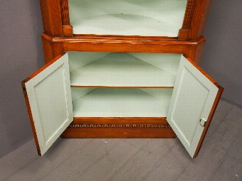 Antique George III Style Two Part Pine Corner Cupboard