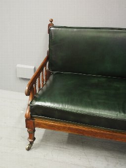 Antique George IV Rosewood and Green Leather Sofa 