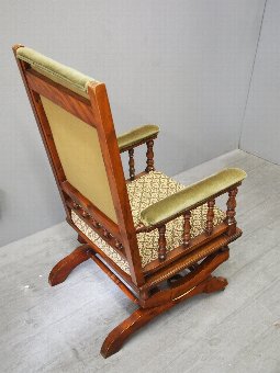 Antique Red Walnut American Rocking Chair