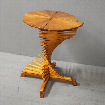 Vintage Walnut Table with Spiral Stem