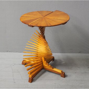 Antique Vintage Walnut Table with Spiral Stem