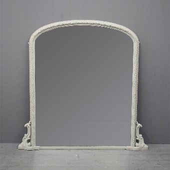 Victorian Grey Painted Pine and Gesso Overmantel Mirror