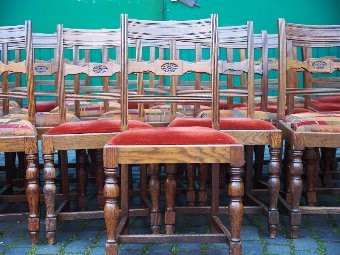 Antique Set of 23 Oak Dining Chairs