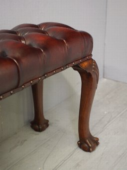 Antique George III Style Mahogany and Burgundy Leather Stool