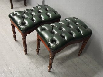 Antique Pair of Mahogany Stools from Alnwick Castle