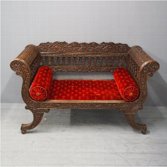 Carved Oak Small Sofa from Skibo Castle