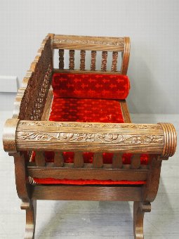 Antique Carved Oak Small Sofa from Skibo Castle