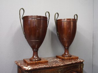 Antique Pair of George III Mahogany Urns