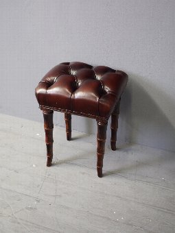 Antique George II Style Mahogany and Burgundy Leather Stool