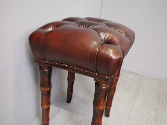 Antique George II Style Mahogany and Burgundy Leather Stool