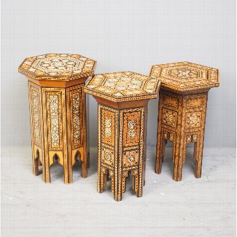 Antique Set of 3 Syrian Occasional Tables