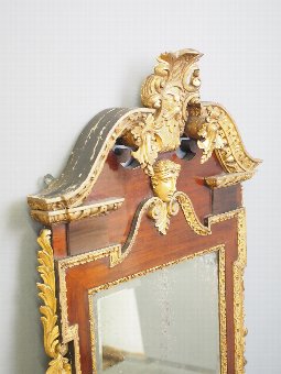 Antique George II Style Carved Walnut and Gilded Mirror