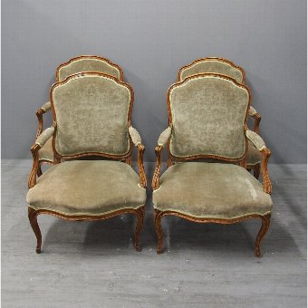 Set of 4 French Louis XV Style Armchairs