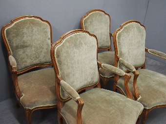 Antique Set of 4 French Louis XV Style Armchairs