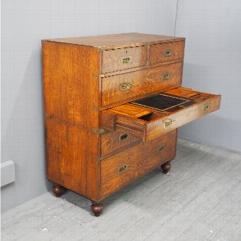 Oak and Brass Bound Secretaire Campaign Chest
