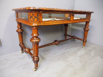 Antique Victorian Oak Bijouterie Table or Display Table