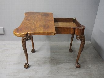 Antique Georgian Style Walnut Foldover Games Table