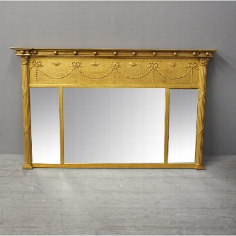 Regency Style Gilded Triptych Overmantel Mirror