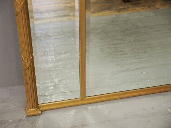 Antique Regency Style Gilded Triptych Overmantel Mirror