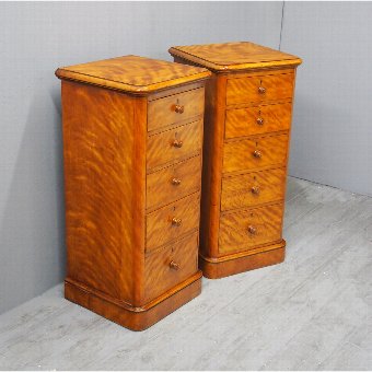 Pair of Tall Satin Birch Bedsides or Chests