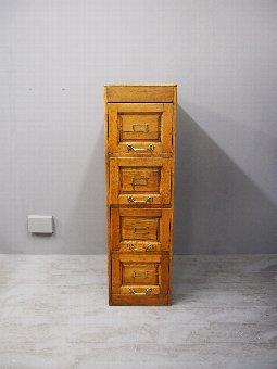 Antique Edwardian Panelled Oak Filing Cabinet
