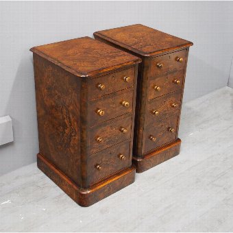Pair of Victorian Burr Walnut Bedsides
