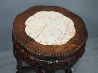 Antique Chinese Rosewood and Marble Inlaid Plant Stand