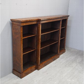 Mid Victorian Burr Walnut Open Bookcase