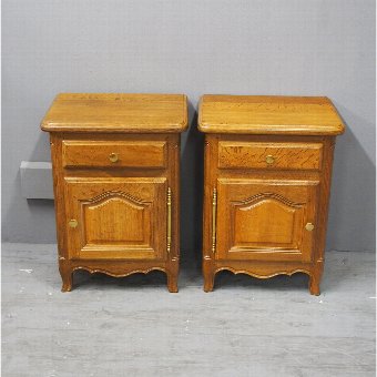 Pair of Small French Oak Bedside Lockers