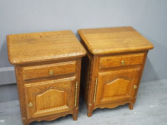 Antique Pair of Small French Oak Bedside Lockers