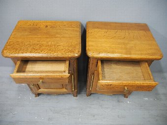 Antique Pair of Small French Oak Bedside Lockers