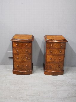 Antique  Pair of Victorian Bow Front Bedsides