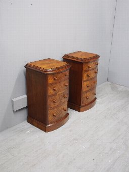 Antique  Pair of Victorian Bow Front Bedsides