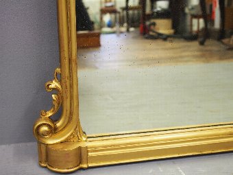 Antique Victorian Carved Giltwood Overmantel Mirror