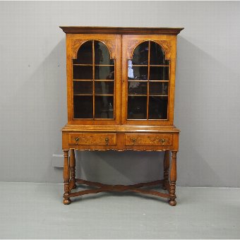 George II Style Burr Walnut Bookcase on Stand