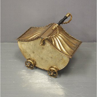 Brass Coal Bin in a Pram Design
