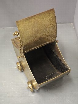 Antique Brass Coal Bin in a Pram Design
