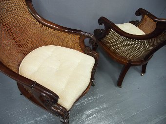 Antique Pair of Regency Bergere Armchairs