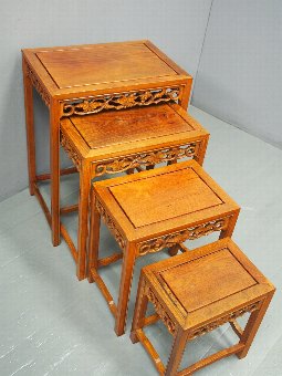 Antique Nest of 4 Chinese Occasional Tables