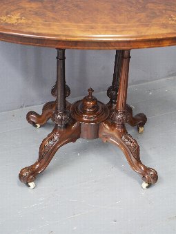 Antique Victorian Walnut and Inlaid Centre Table